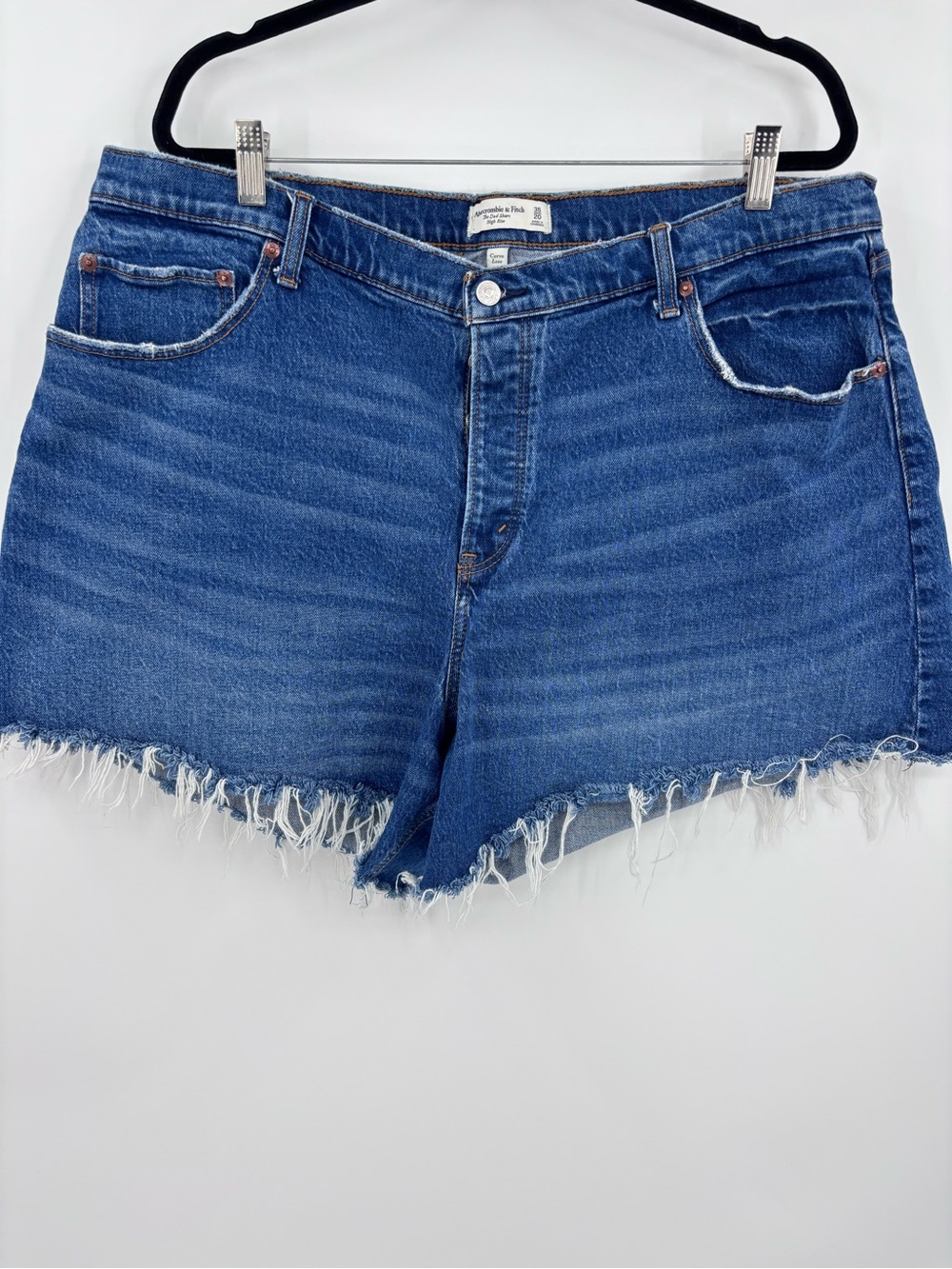 Abercrombie & Fitch Curve Love High Rise Button Fly Denim Dad Shorts Size 20
